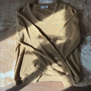 Lacoste vintage Men's V-Neck Sweater in camel